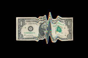 US dollar bill with glitch effect
