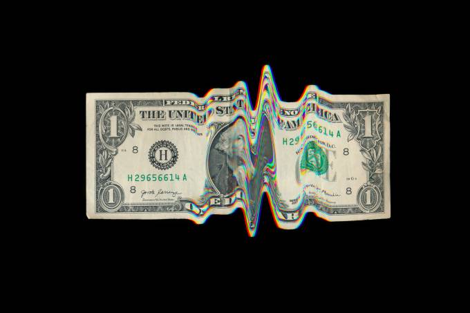 US dollar bill with glitch effect