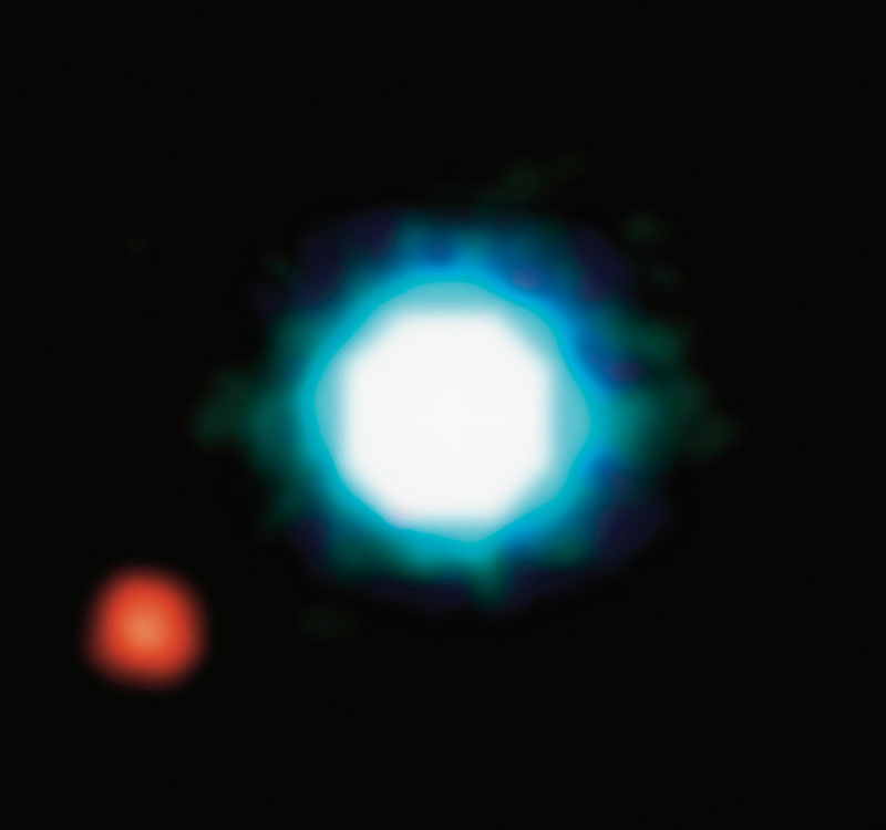 Imagem do exoplaneta 2M1207b, cinco vezes mais massivo que Júpiter, próximo à anã-marrom 2M1207, uma espécie de 