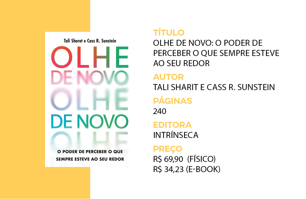 VOCESA_livro_Olhe de novo Montagem de capa de livro ao lado de sua descrição técnica